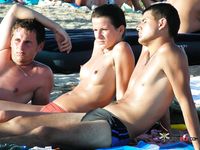 Dashing girls shower after swimming in the sea and sunbathe with their big tits and seductive curves flashing all around 3