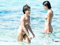She Enjoys Clear Blue Water at a Quiet Nude Beach