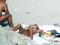 She shows off her perfect ass and her soft, smooth, shaved pussy before being drilled by her boyfriend at the beach 3