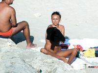 She shows off her perfect ass and her soft, smooth, shaved pussy before being drilled by her boyfriend at the beach 3