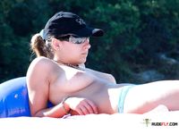 Two hot sisters have a spot at the beach, which is like their private family nudist camp 2