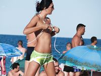 Short haired ebony babe with perfect tits and fit body is joined by her blonde girlfriend in nudist camp as they are enjoying their time in the sun 2