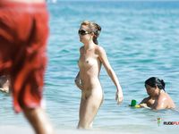 Chubby blonde chick literally sits at the beach and that's it 2