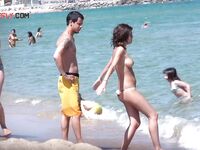 Some interesting beach scenes in a barcelona, spain, naturist beach.