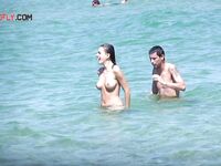 Some interesting beach scenes in a barcelona, spain, naturist beach.