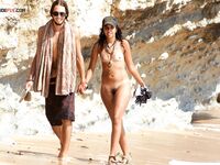 Ocean Waves and an Easy Stroll for a Nude Couple