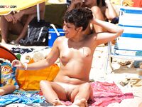 Pink Patterned Towel Seat for a Nude Beach Sunbather