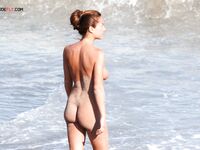 Calm Seawater Nudist Beach Walk with Dripping Wet Hair