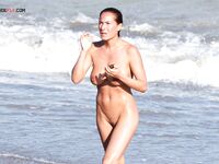 Calm Seawater Nudist Beach Walk with Dripping Wet Hair