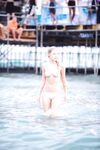 Topless Beach Stand in Patterned Bikini Bottoms by the Sea
