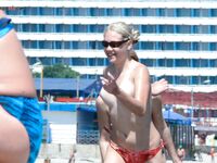 Some interesting beach scenes in a barcelona, spain, nudist beach.