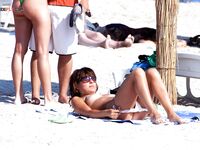 Pelo mojado y aletas tras un chapuzón al borde de una playa nudista soleada