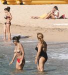Walking the Shoreline Topless in Pink Bikini Bottoms