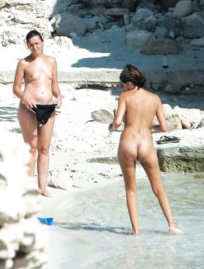 Slim babes with killer curves and amazing asses walk around and sunbathe completely naked